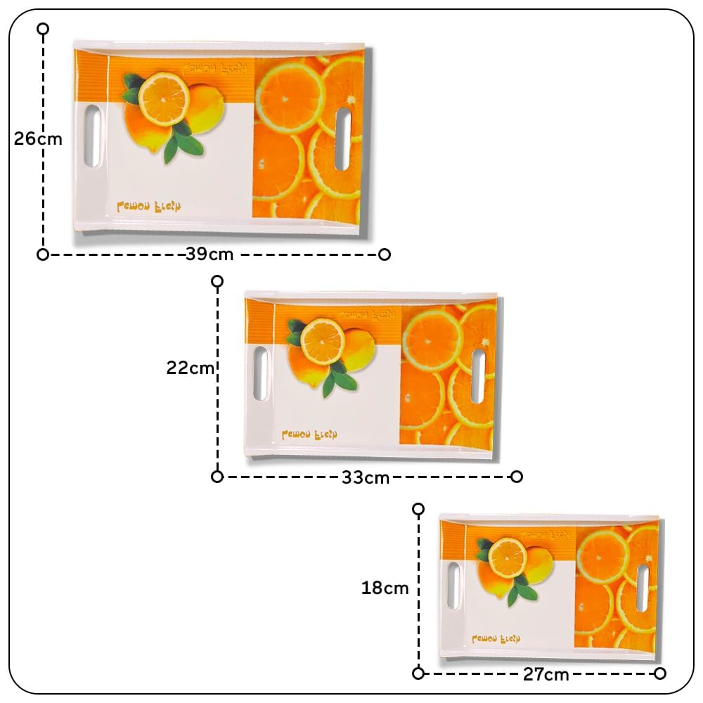 FEDOY Crystal by Fedoy Melamine Serving Tray, Set of 3 (Small, Medium and Large Size) Villori Series Tray, Rectangular